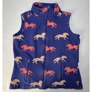 Wrangler Blues Western Vest Women Small Equestrian Horse Blue Orange Fleece